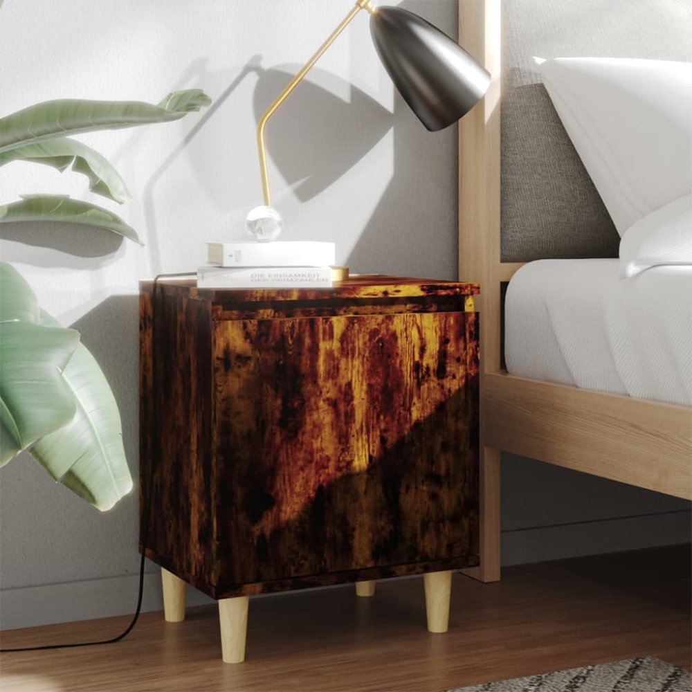 Vidaxl Nočný stolík s nohami z masívneho dreva tmavý dub 40x30x50 cm